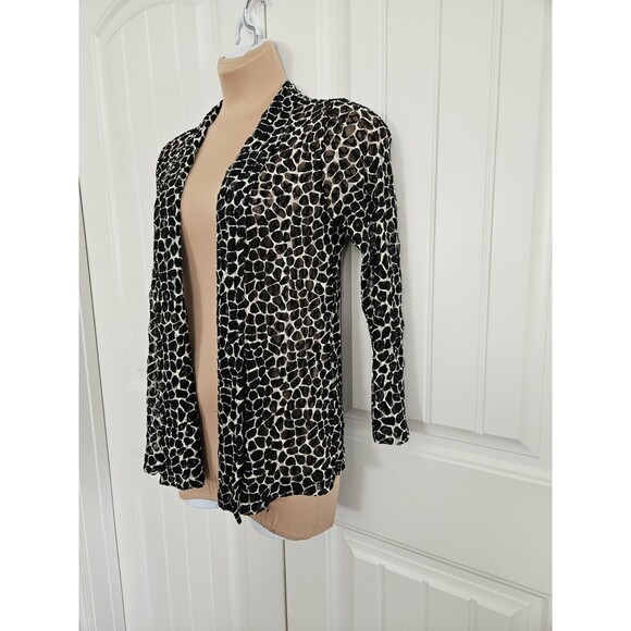 Chicos Pebble Pattern Open Waterfall Cardigan Sheer 3/4 Sleeve Chico's Sz 1 US 8 - Picture 3 of 6